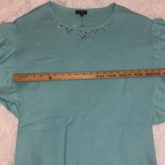 The Limited Aruba Blue Flutter Sleeve Sweater Size Large - Picture 6 of 7